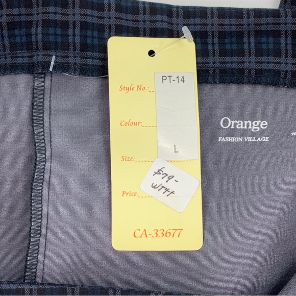 Orange Fashion Village NWT Tartan Plaid Slim Fit Ankle Pants, Large - Picture 13 of 16